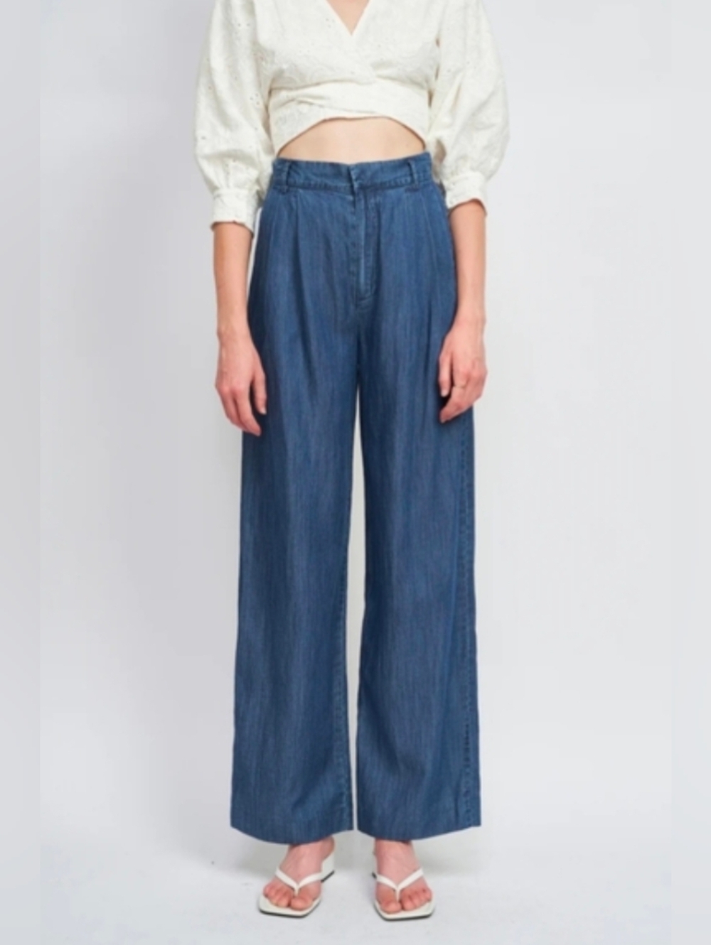 En Saison Anthropologie Denim Trousers Wide Leg And High Rise - Picture 2 of 11